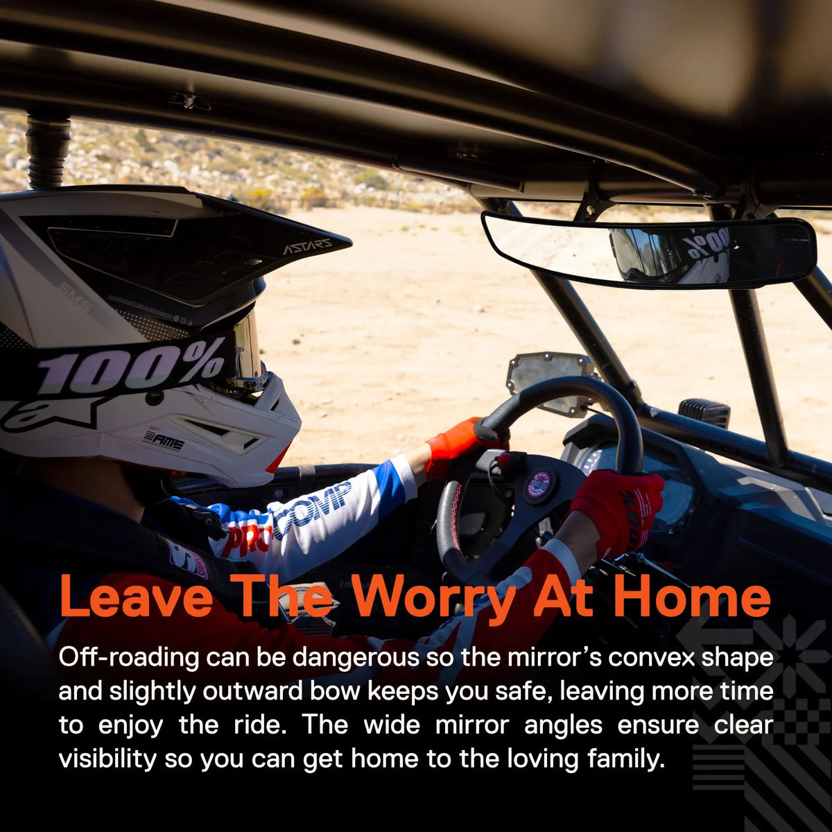 17" Convex Rear View Mirror For UTV ATV [1.75"/2" Roll Bar Clamp] [Wide Visibility] [Shatterproof Glass] Rearview Mirror for Polaris RZR Turbo PRO XP, Pioneer Can-Am Yamaha Kawasaki