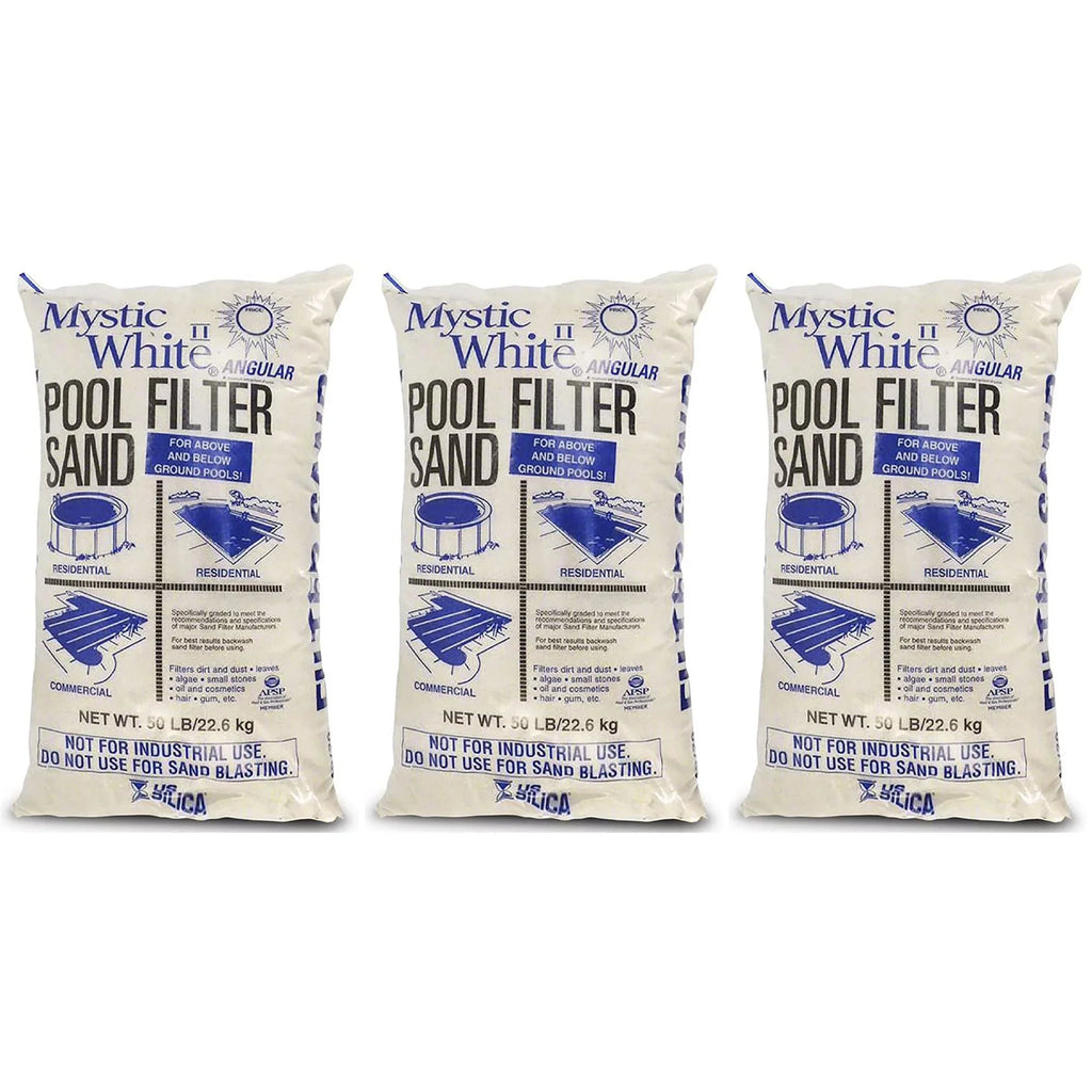 U.S. Silica 50lbs Mystic White II Swimming Pool Filter Sand, White (3 Pack)