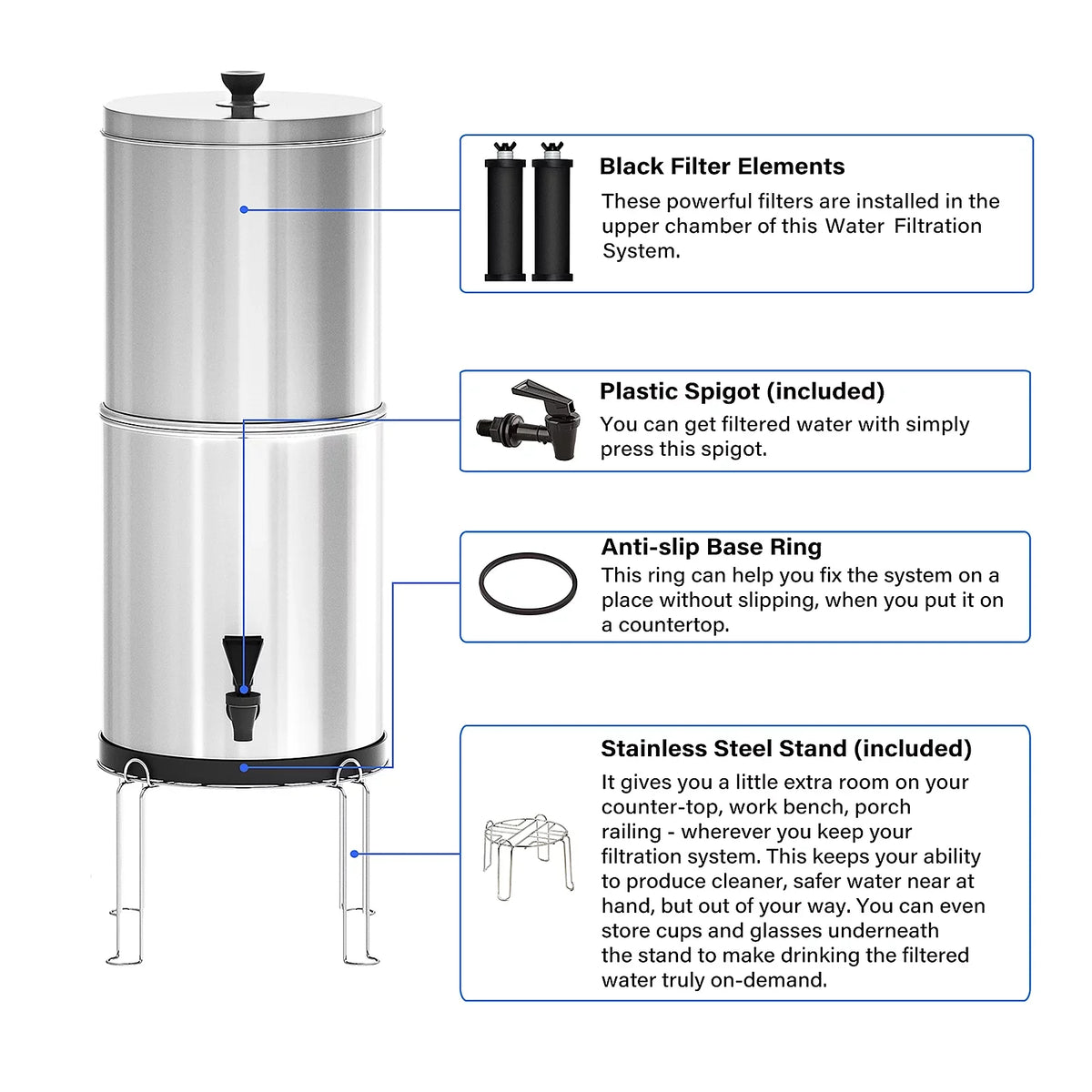 Lixada Gravity Liquid Filtration Bucket System for Home Camping Hiking Emergency Preparedness