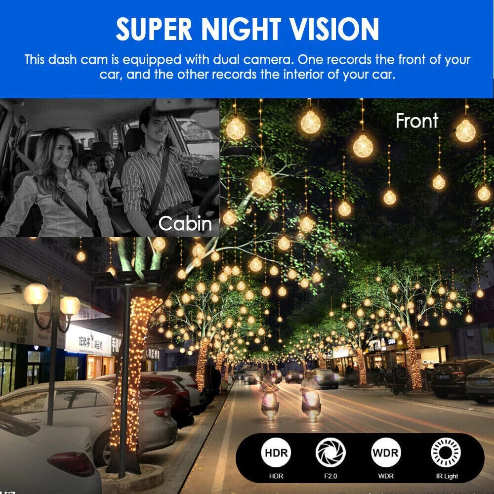 Paddsun Car DVR Recorder - 3.16-Inch Night Vision Dual Lens Camera for Enhanced Safety