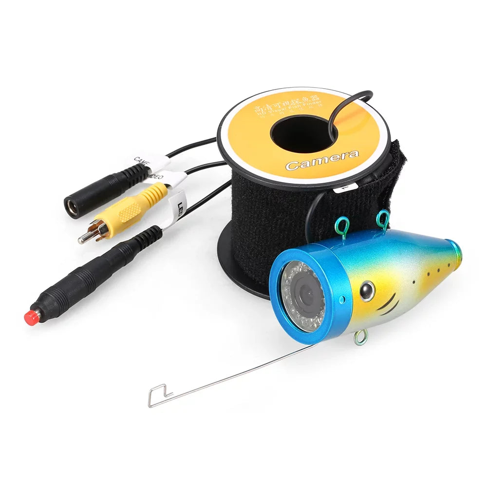 1200TVL Fluid Fishing Camera 24 LEDs Night Vision Liquid Fish Shape Boat Ice Fishing Camera Accessories with 15m/30m/50m Cable