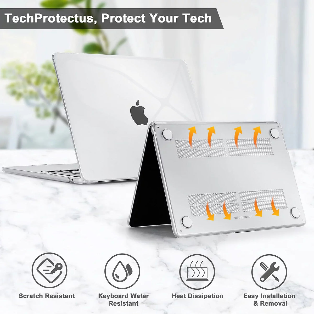 Techprotectus Hard-Shell Mobile pc Sleeve with Keyboard Cover Crystal Clear (TP-CYC-K-MA13M2)