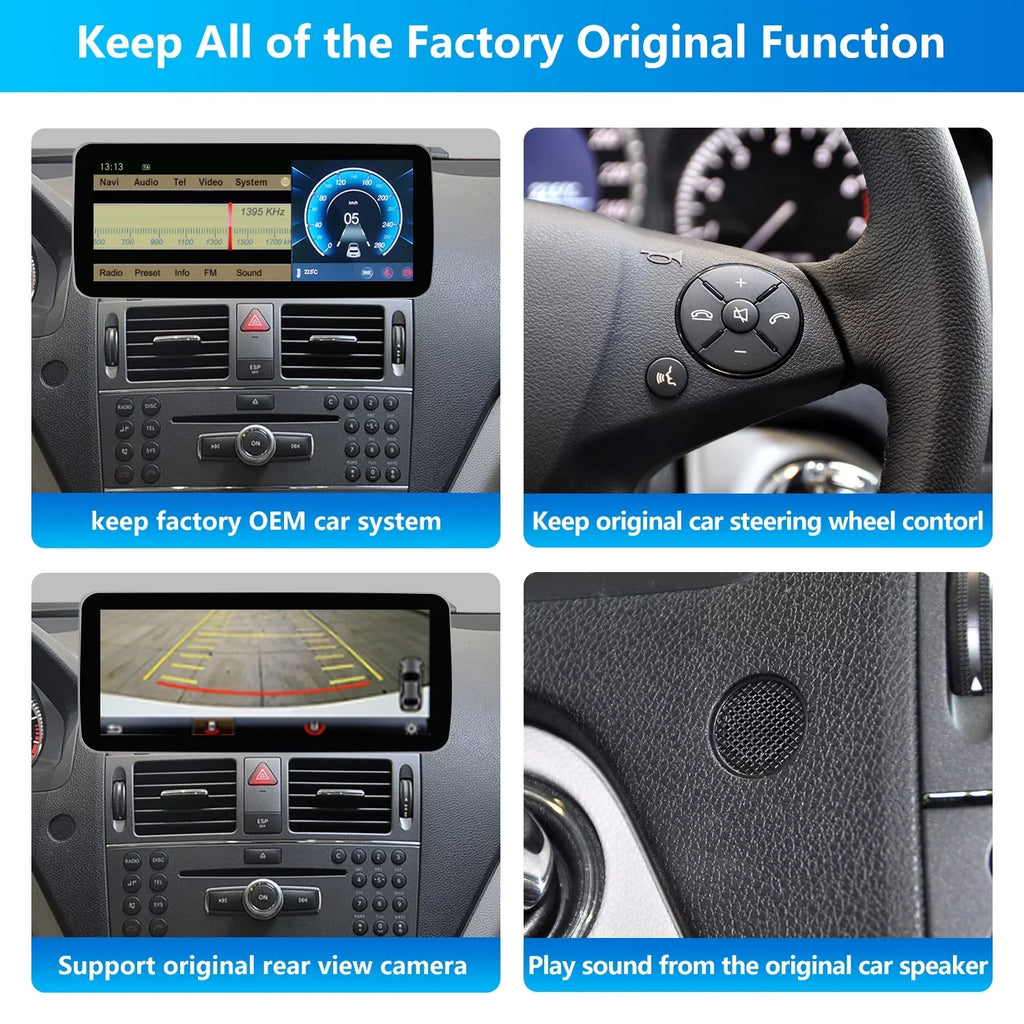 Road Top Android 13 Touch Monitor Car Stereo 10.25" 8GB+256GB Car Touch Display for Mercedes Benz C Class W204 2011-2014 Year with NTG4.5/4.7, Supports Wireless Wired CarPlay Android Auto Mirrorlink