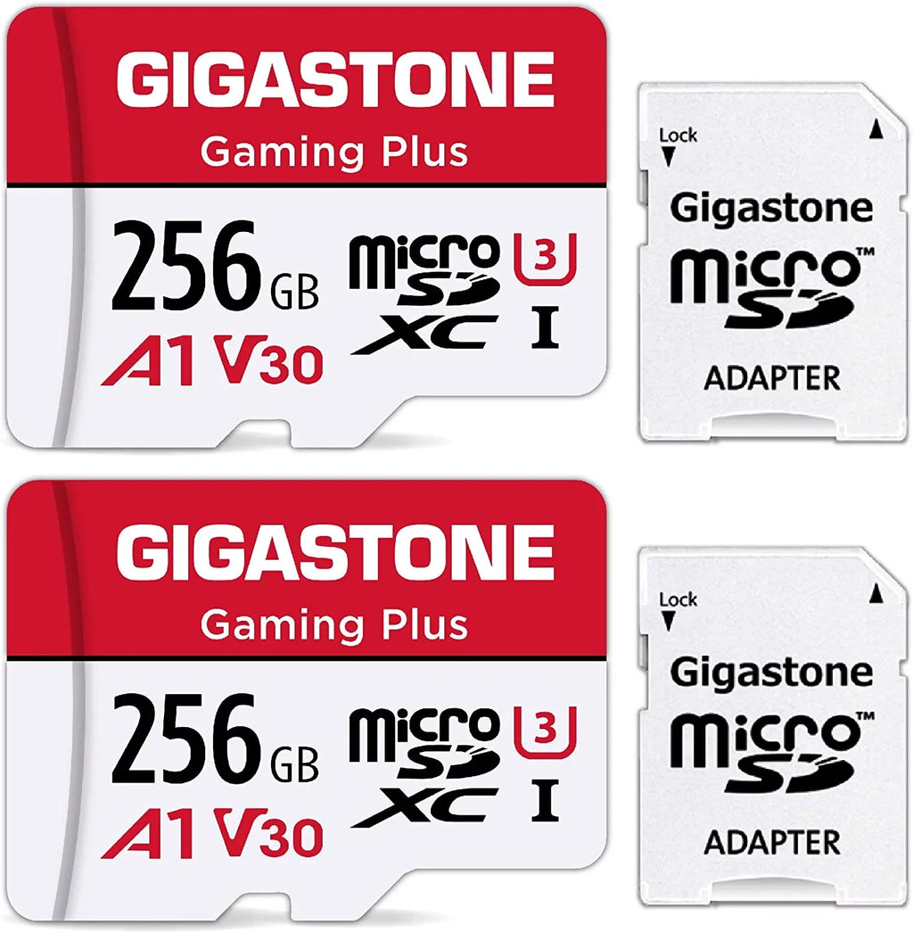 Gigastone 256GB Micro SD Card, Gaming Plus, Nintendo Switch Compatible, High Speed 100MB/s, 4K Video Recording, compatible with Nintendo Switch Dash Cams GoPro Cameras, 2 Pack (2x256GB)