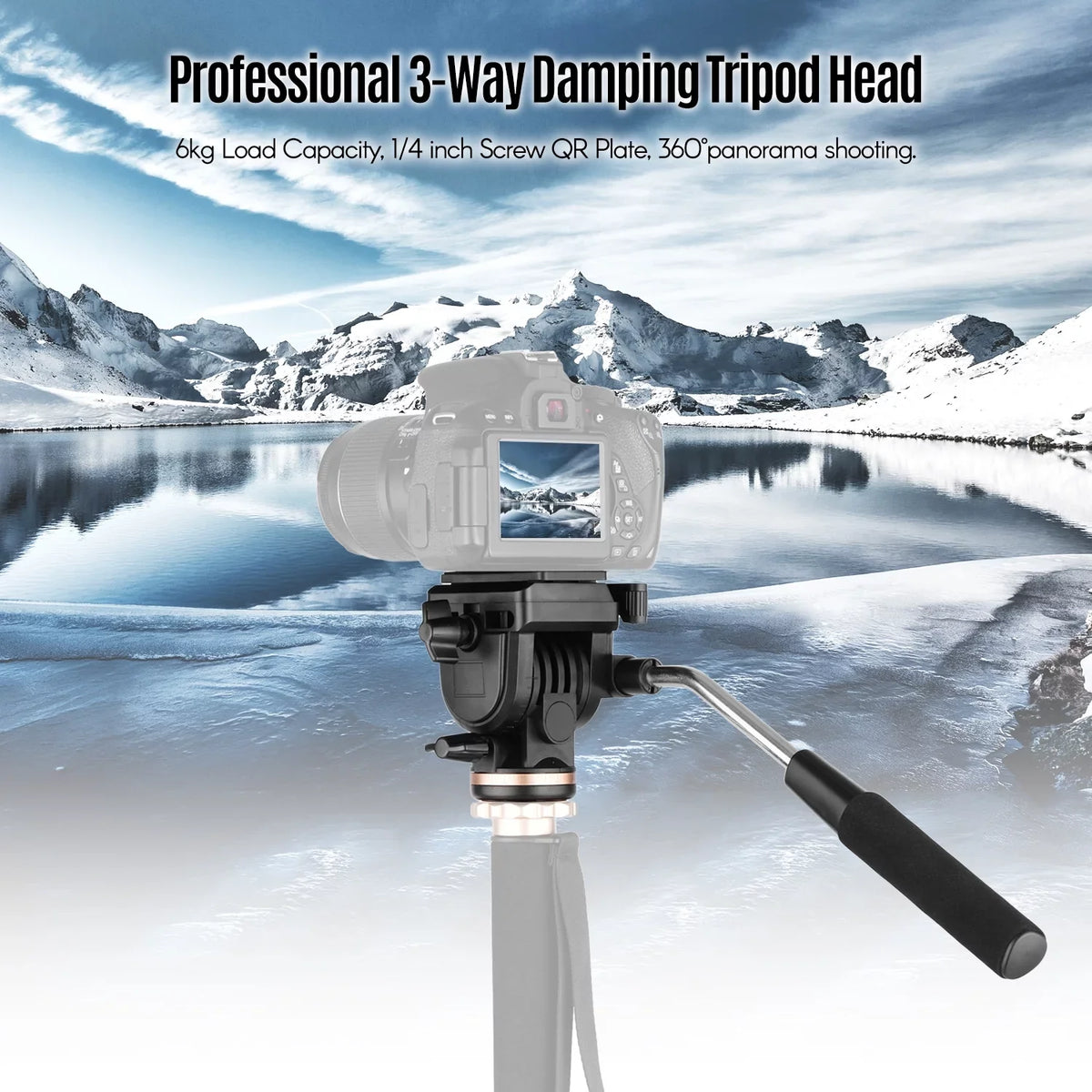 Docooler Professional Camera Video Fluid Drag Pan Head Damping Tripod Head 6kg Load Capacity with Handle 1 4 Inch Quick Release Plates Compatible with DSLR Cameras Camcorders