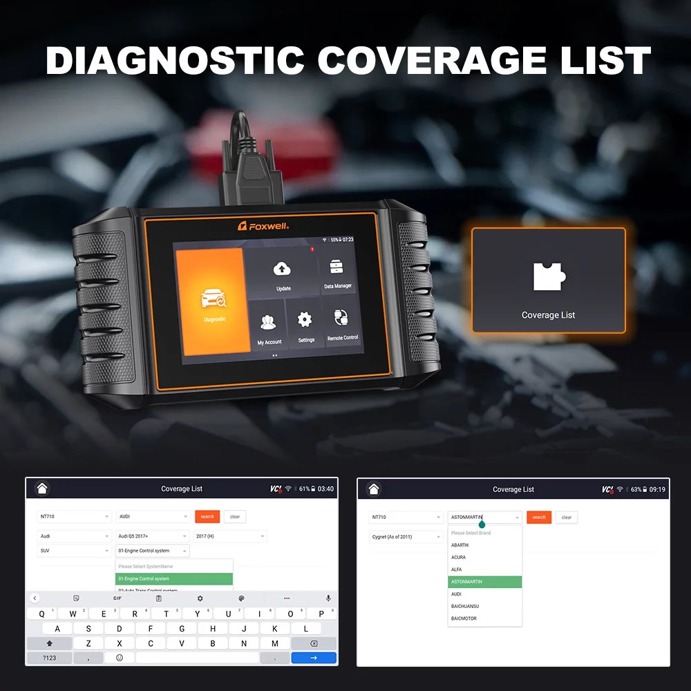 Foxwell NT710 OBD2 Scanner Automotive Bi-Directional Control Scan Tool Fits for Acura Honda Scanner Car Full System Scanner 30 Reset Services JOBD Code Reader Fits for Honda Acura Upgraded NT510 Elite