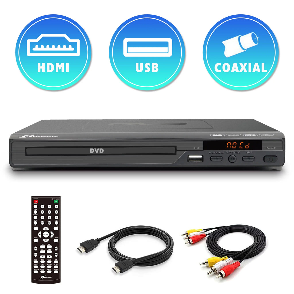 Mediasonic All Region DVD Player – Upscaling 1080P HDMI / AV Output, USB Multimedia Player Function, High Speed HDMI 2.0 & AV Cable Included (HW210AX)