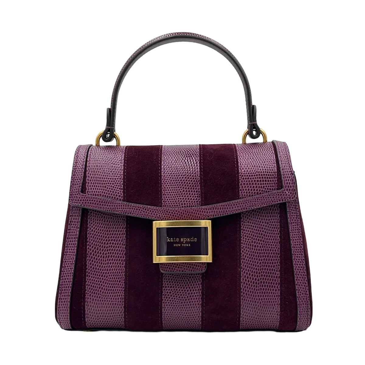 Kate Spade Katy Striped Lizard-embossed Small Top-handle Bag - Burgundy