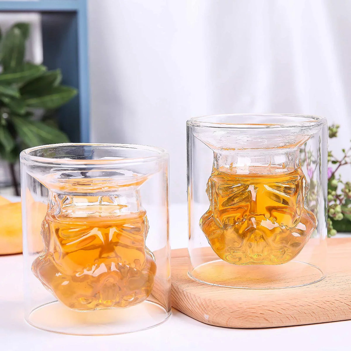 VI AI Double Wall Fluid Glasses, Whiskey Glasses, Cocktail Glasses, Old Fashioned Glass Double Wall Rocks Glasses for Drinking Bourbon, Scotch Whisky, Cocktails, Cognac 150ML