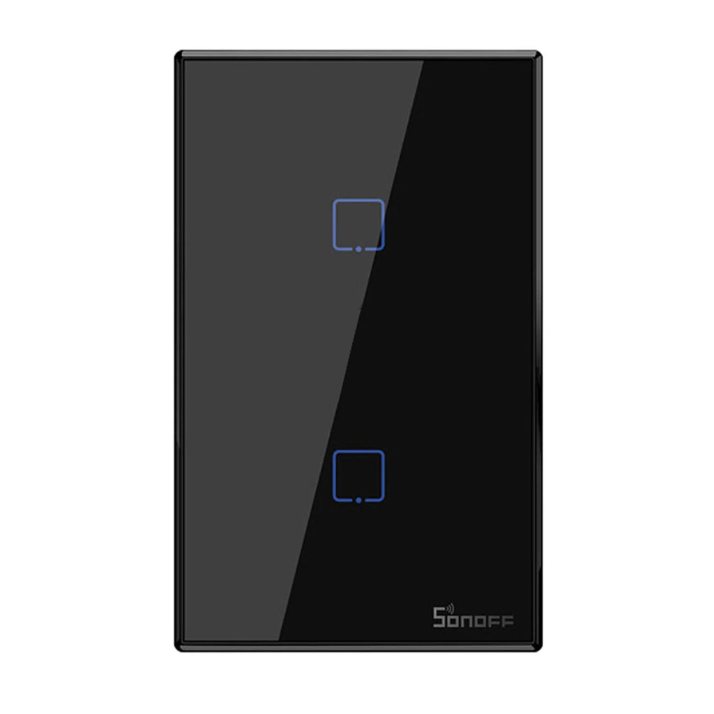 T3US2C-TX 2 Gang Smart WiFi Wall Light Switch 433Mhz RF Remote Control APP/Touch Control Timer US Standard Panel Smart Switch Compatible with Google Home/Nest & Alexa