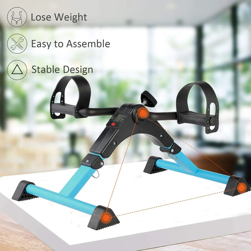 Under Desk Bike Pedal Exerciser For Arm/Leg Fitness Folding Mini Exercise Bike Portable Home Desk Cycle