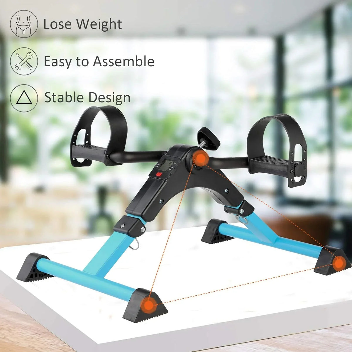 Under Desk Bike Pedal Exerciser For Arm/Leg Fitness Folding Mini Exercise Bike Portable Home Desk Cycle