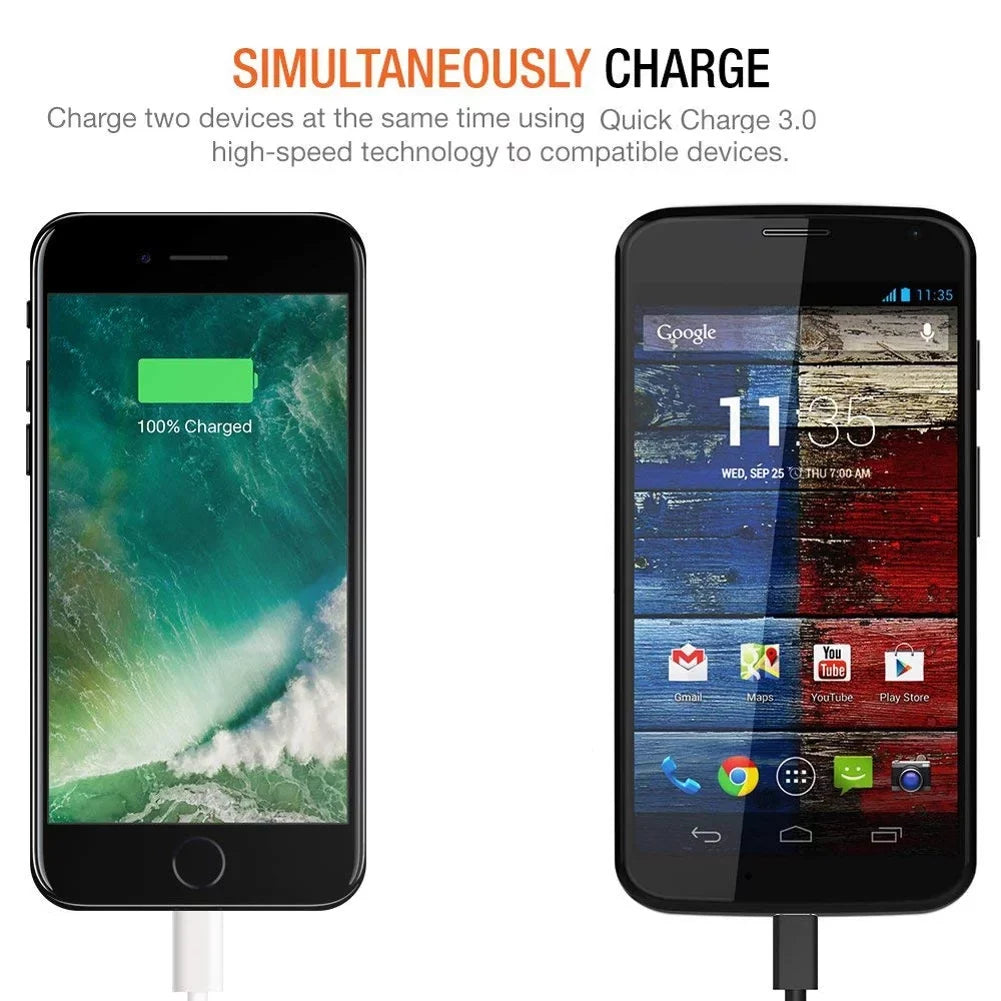 36W Quick Home Charger w MicroUSB 10ft USB Cable E7Y for Coolpad Illumina, Defiant, REVVL Plus - Doro PhoneEasy 626, Doro 824 SmartEasy - HTC One M9 A9, Desire EYE 626s 626 612 610 555 530 526
