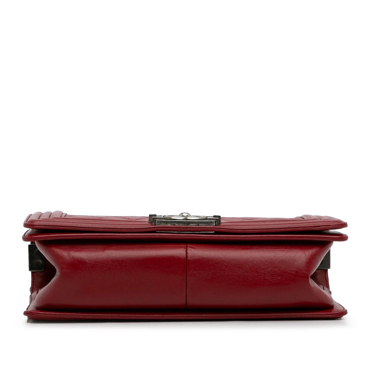 Pre-Owned Authenticated Chanel Medium Lambskin Boy Flap Bag Leather Red Crossbody Bag Unisex (Good)