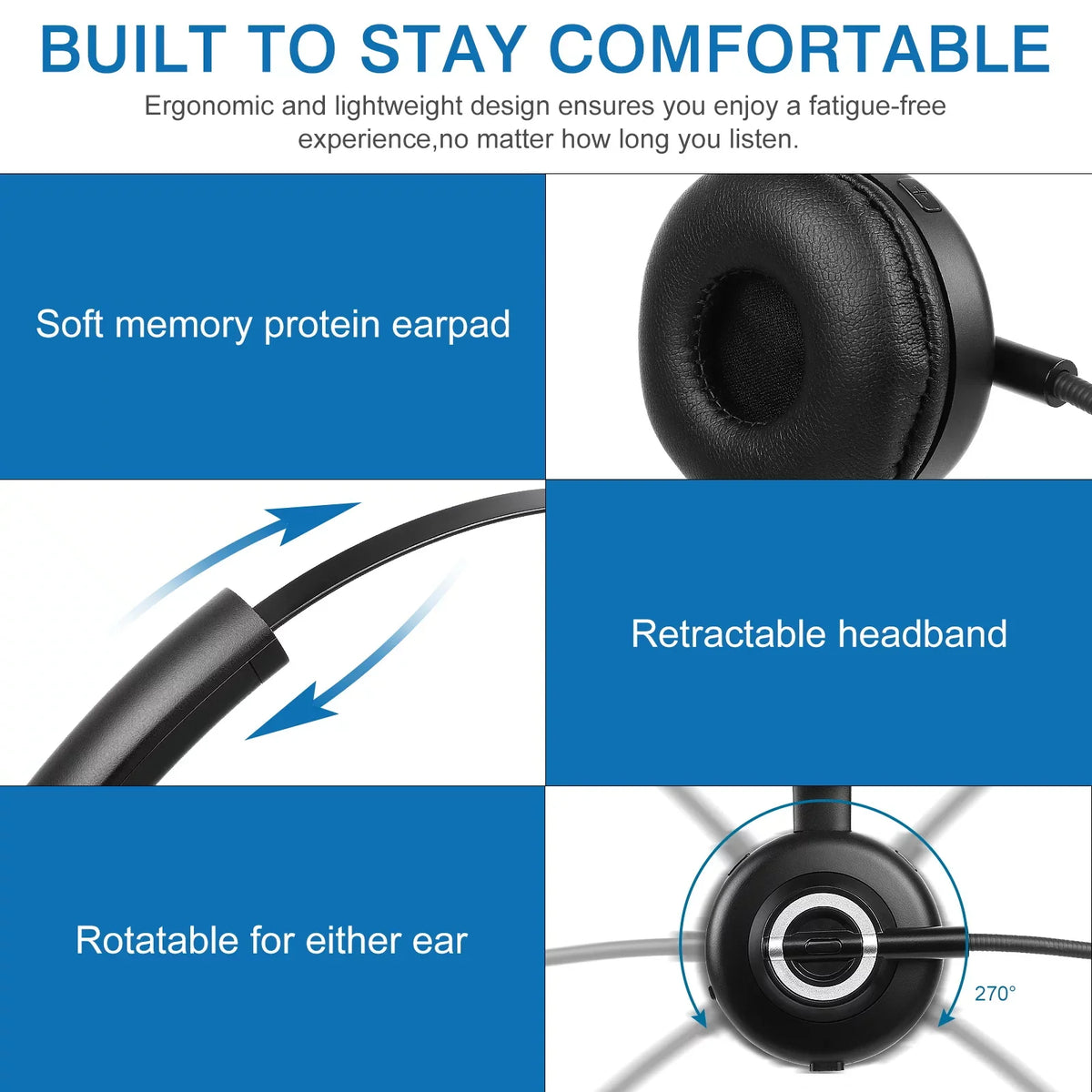 Comfortable Bluetooth Headset, UX-M97 Wireless Headset with Microphone, Wireless Cell Phone Headset with Noise Isolation Mic Charging Base Mute Function for Oppo F9 (F9 Pro) With Charging Dock