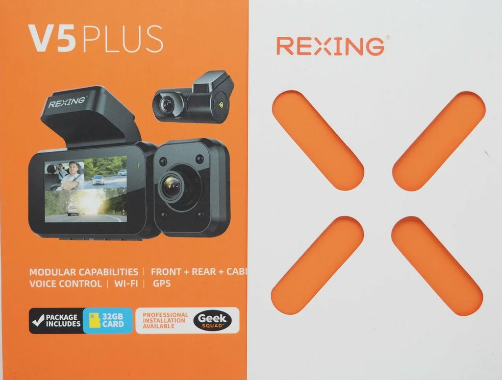 Rexing V5 Plus 3-Channel 4K Dash Cam 3" LCD Voice Control, Wi-Fi, GPS with Adhesive Mount - Black BBYV5PLUS