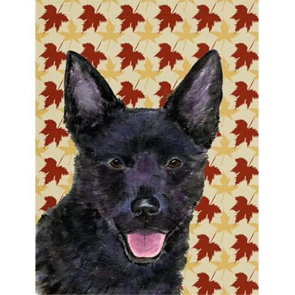 Carolines Treasures Australian Kelpie Fall Leaves Portrait Flag Canvas House Size
