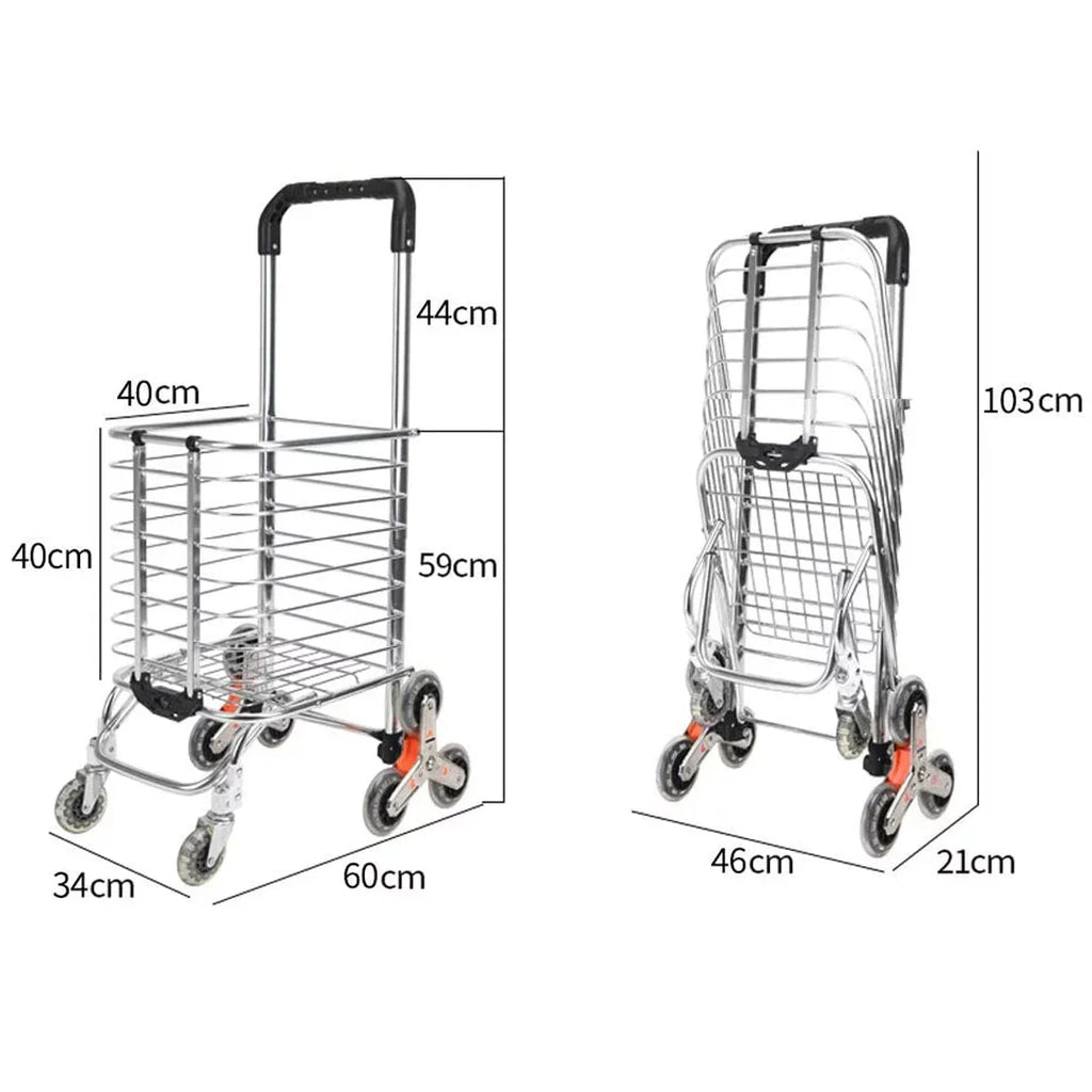 Ealing Large Shopping Trolley Folding 8 Wheel Shopping Cart Stair Climbing Trolley Utility Trolley with Aluminium Alloy Frame Tough Removable Fluid Bag