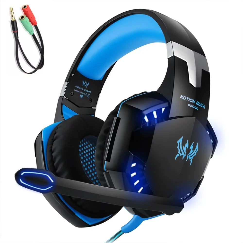 KOTION EACH KOTION EACH G2000 3.5mm Gaming Headset Noise Reduction for PC Mobile pc Smartphone with Audio Adapter Cable
