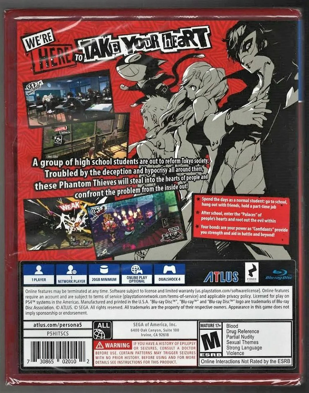 Persona 5 (Playstation Hits) PS4 (Brand New Factory Sealed US Version) PlayStati