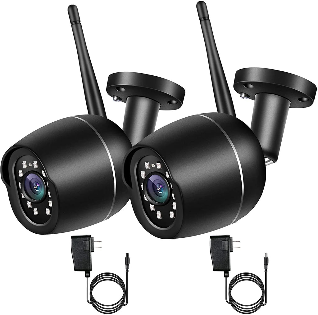 Security Cameras, 2 Pack 1080P WiFi Full Metal Case Cameras for Home Security Outdoor Fluid Bullet Camera Two-Way Audio, Motion Detection Alert, SD Card Cloud, Compatible with Alexa