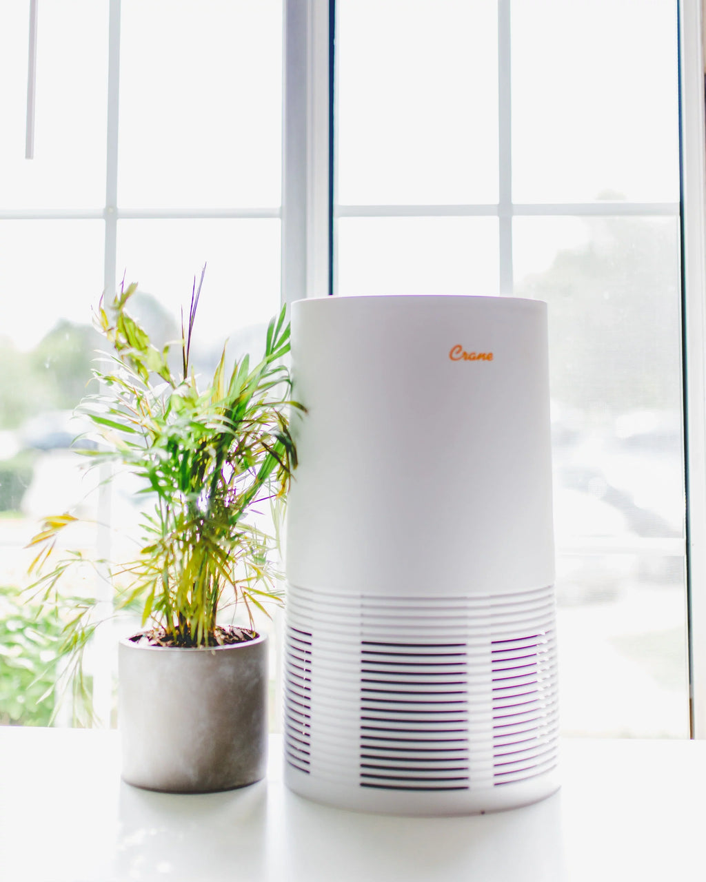 Crane - USA True HEPA Tower Air Purifier with UV Light, 300 Sq feet Coverage, White