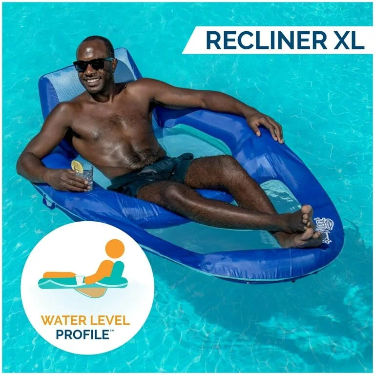 Float Recliner Inflatable Pool Lounge Chair with Backrest, Pool Float for Adults