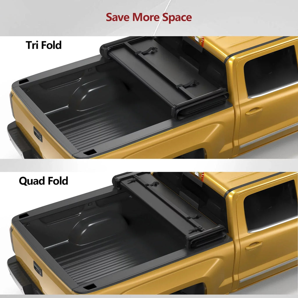 Ledkingdomus 6.5 ft Soft Quad Fold Truck Bed Tonneau Cover for 2004-2015 Nissan Titan Fleetside Bed