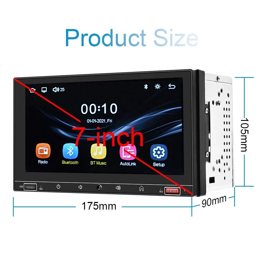 KingFurt 7" Double Din Car Stereo with Carplay & Android Auto Play MP5 Camera HD Monitor FM Radio, Mirror Link