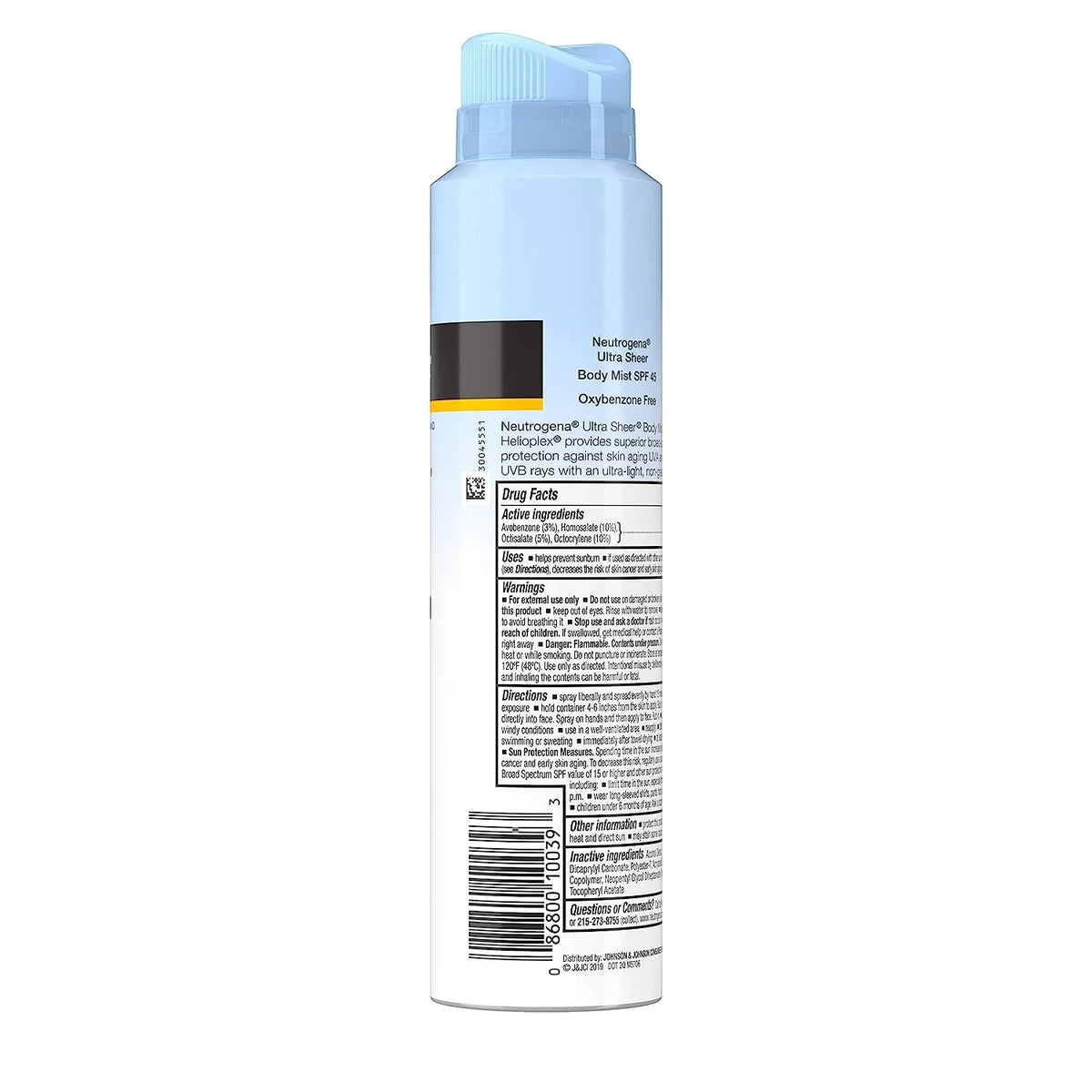 Neutrogena Ultra Sheer SPF 45 Body Mist Full Reach Spray, 5 Ounce
