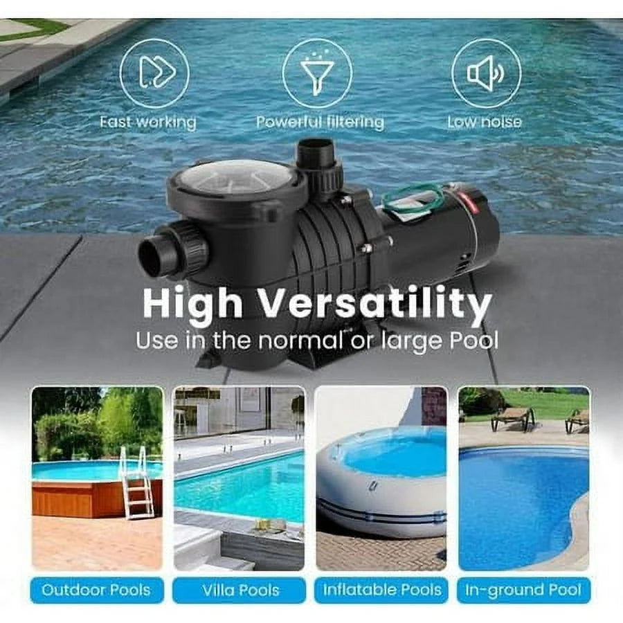 2.0HP Swimming Pool Pump Motor w/Strainer Filter In/Above Ground 7080GPH
