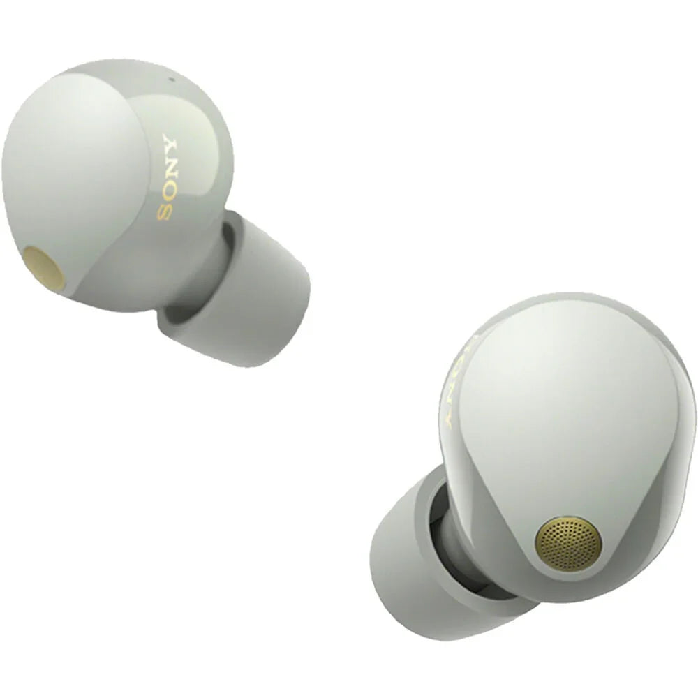WF-1000XM5 Industry Leading Noise Canceling Truly Wireless Earbuds (Silver) Bundle with Silicone Case (Black), Memory Foam Ear Tips, USB-A to USB-C Cable & 1 YR CPS Enhanced Protection Pack