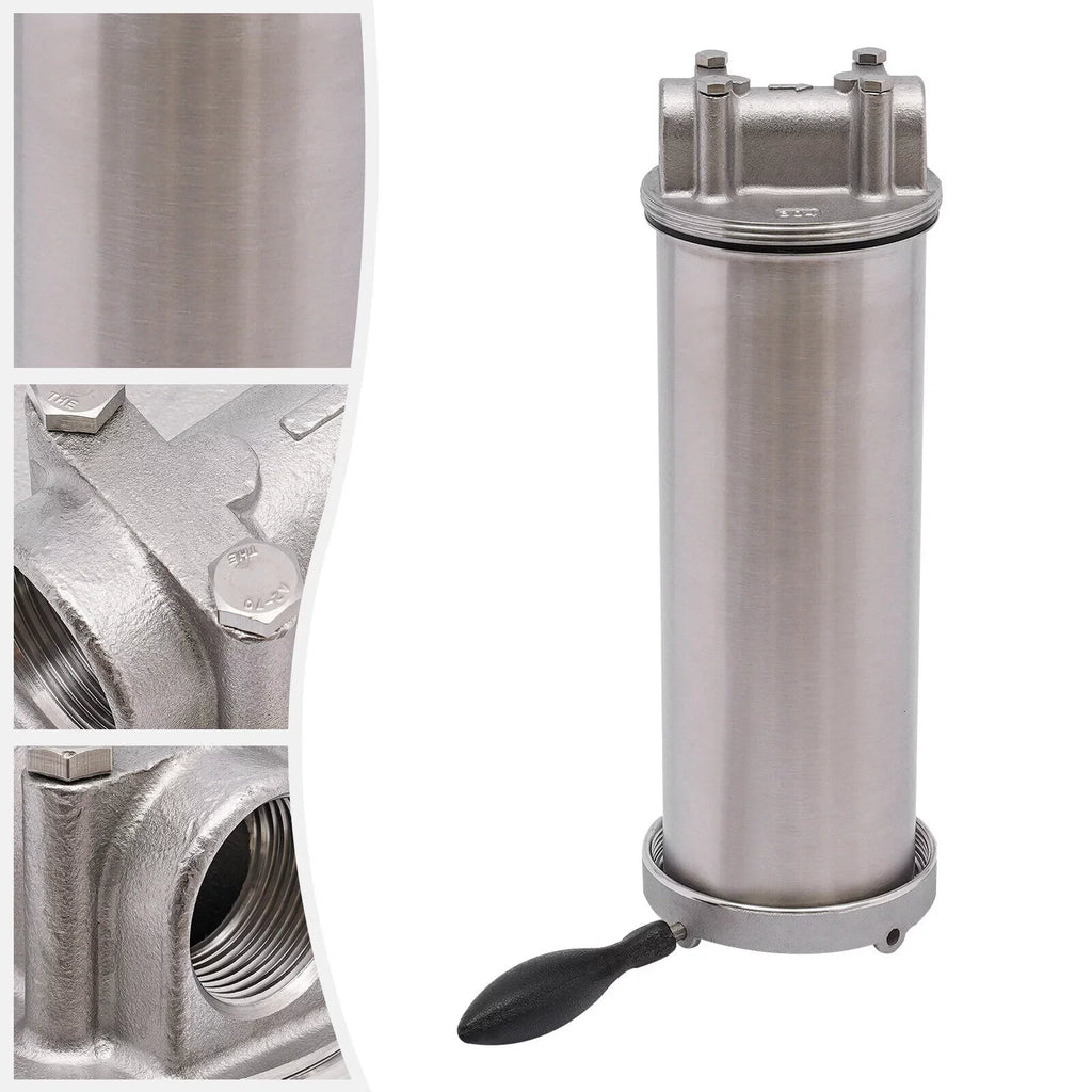 Fluid Filter Housing For 10" Cartridges 3/4" Npt 304 Stainless Steel Heavy Duty