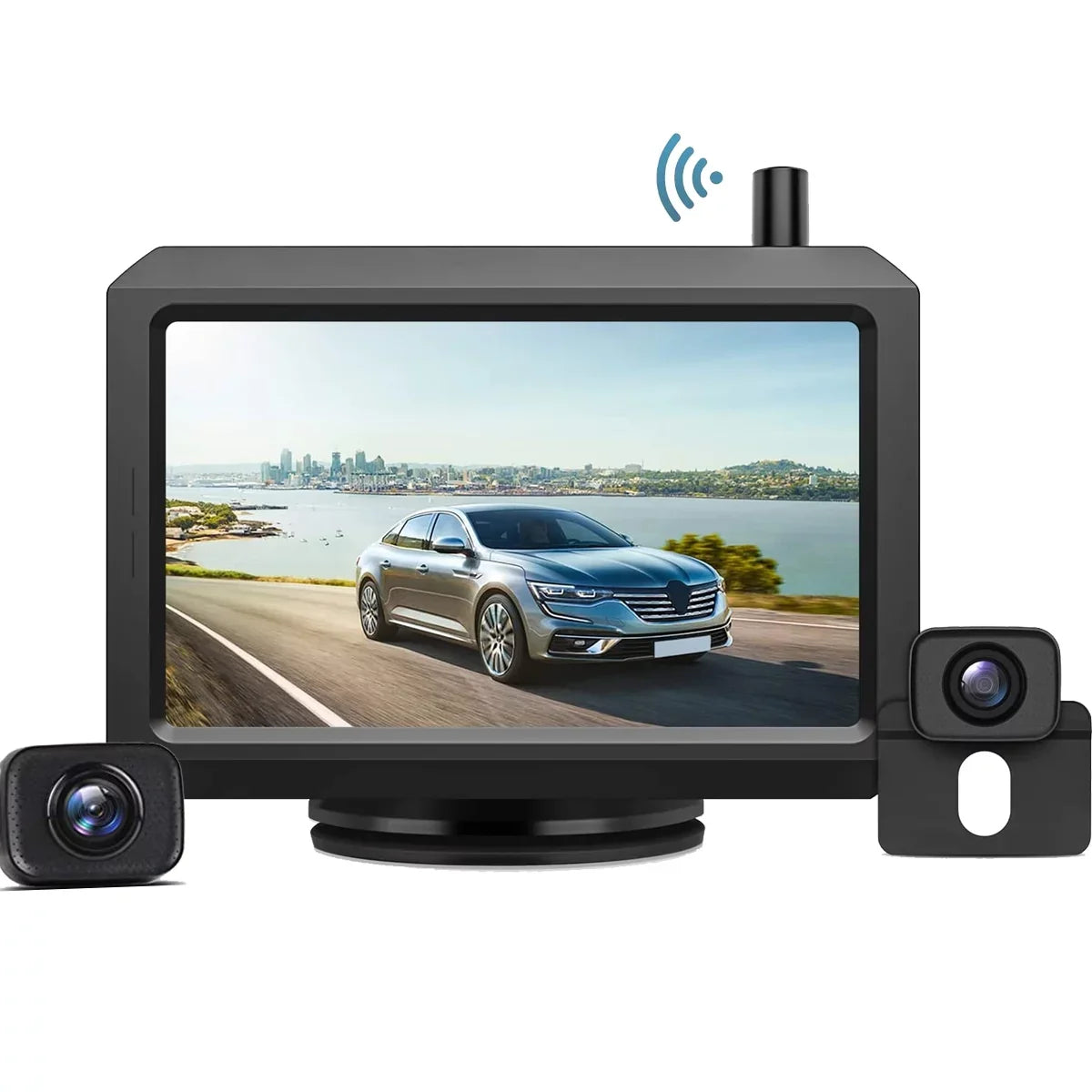 K7 Pro HD Wireless Backup Camera Kit with Dual Camera, 5″ TFT-LCD HD Monitor and Liquid Rear View Camera for Car, SUV, Van, Mini RV, Pickup