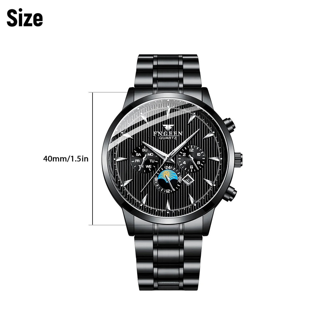 Fluid Men's Watch Relojes De Hombre Stainless Steel Quartz Classic Luminous