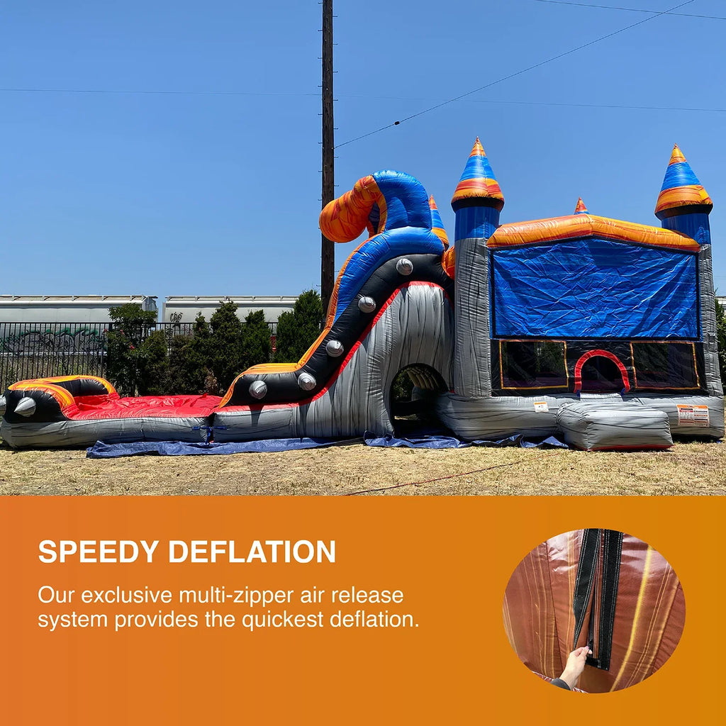 JumpOrange Titan Rocker Outdoor Commercial Grade Inflatable Bounce House Fluid Slide with Splash Pool for Kids and Adults with Blower