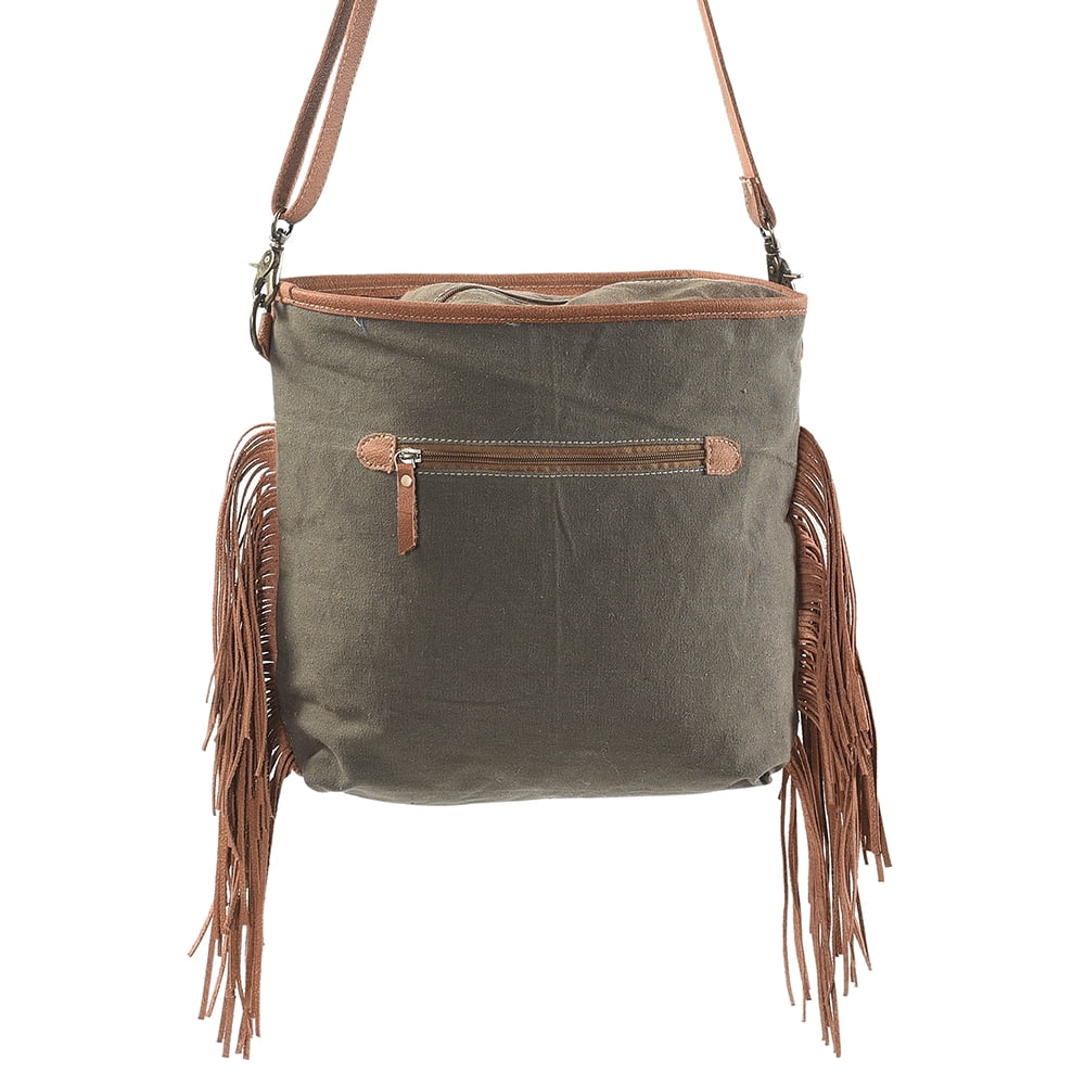 KB OHLAY KB209 Cross Body Upcycled Canvas Genuine Leather women bag western handbag purse