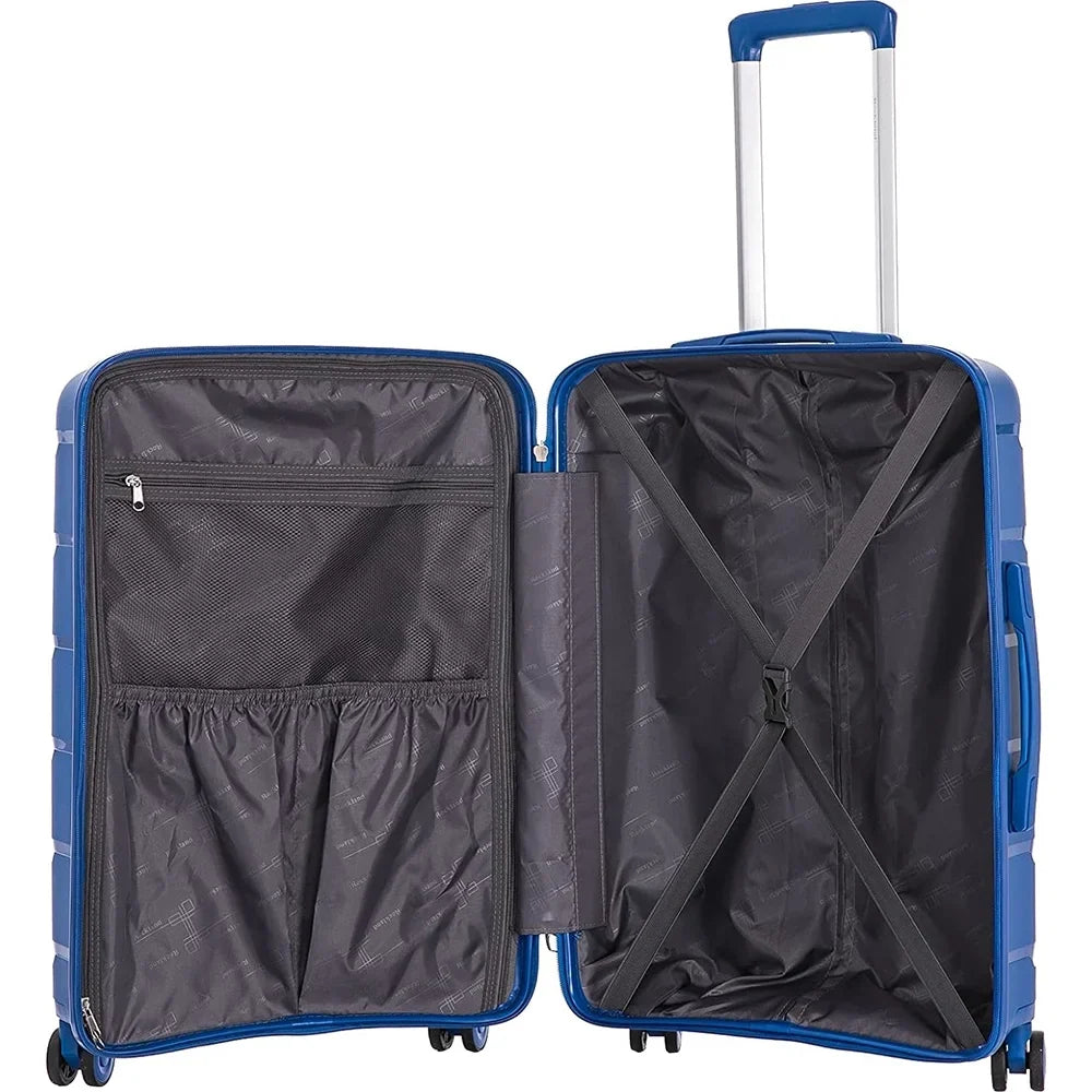 Rockland Pasadena Hardside Spinner Wheel Luggage, Blue, 19", 23", 27"- (Open Box)
