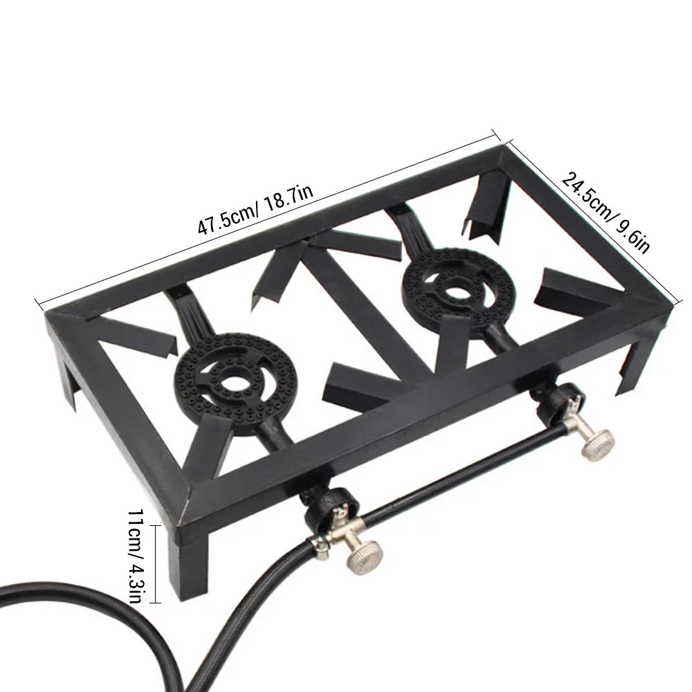 walmeck Propane Gas Double Cast Iron Stove for Patio Camping BBQ Cooking ( Standard)