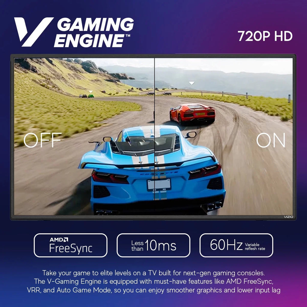 Restored VIZIO 32 Inch D Series Class HD 720p Smart LED TV IQ Processor, V-Gaming Engine, with AirPlay and Chromecast Built-in + Free Wall Mount (No Stands) - D32H-J09 (Refurbished)