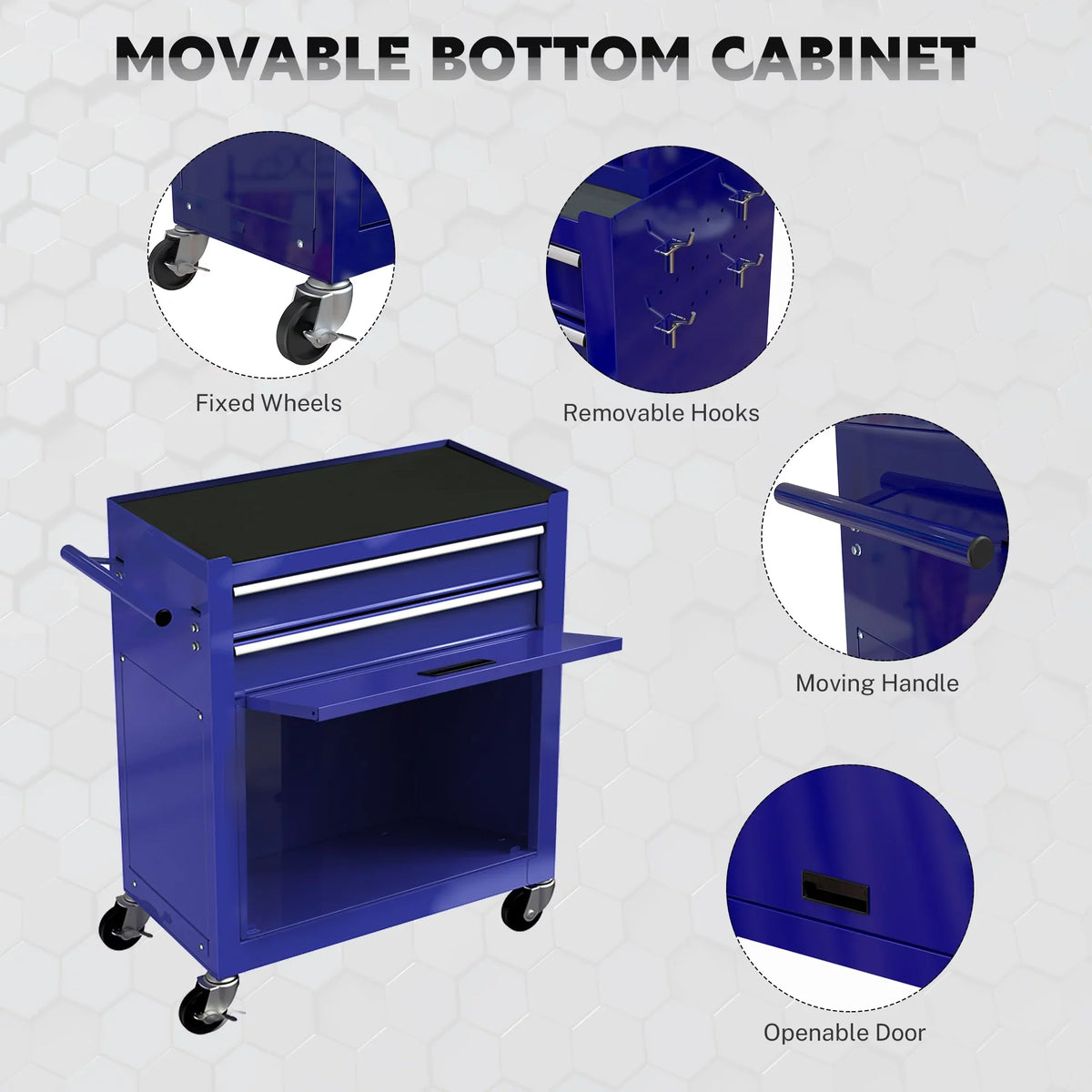 Tool Chest with Drawers, 2-IN-1 Rolling Tool Chest & Cabinet Large Capacity with 8 Drawers, Lockable Tool Box Organizer On Wheels with Sliding Drawers, Hidden Double Tool Box, Blue
