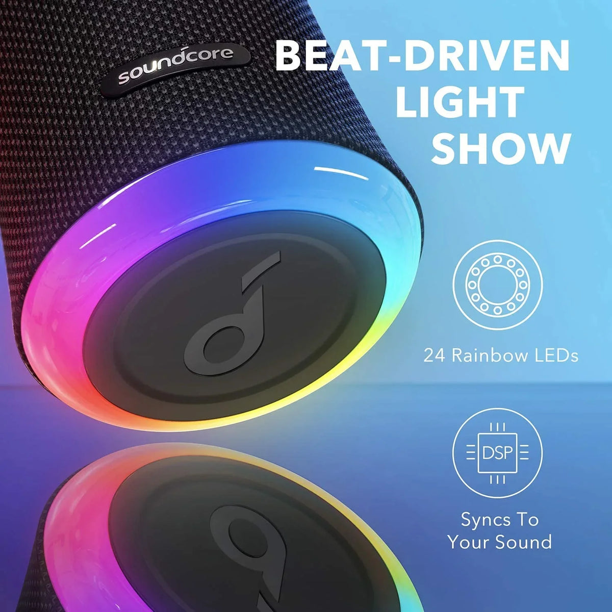 Restored Soundcore by Anker Flare 2 Wireless Portable Liquid Bluetooth Speaker Black (Refurbished)