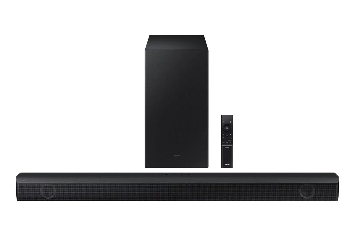 QN55S90CAFXZA 55" 4K OLED Smart TV with AI Upscaling with a HW-B550 2.1ch Soundbar and Subwoofer with Dolby Audio (2023)