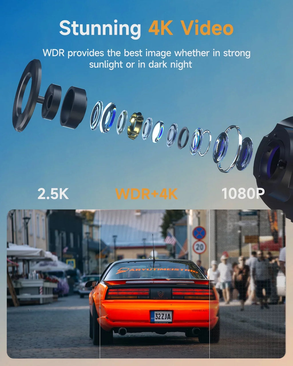 4K Dash Cam WiFi GPS,4K+1080P Front and Rear, Car Dash Camera, Dashcam with 2" LCD Monitor 170° Wide Angle, WDR, Night Vision,Parking Mode, G-Sensor,Black