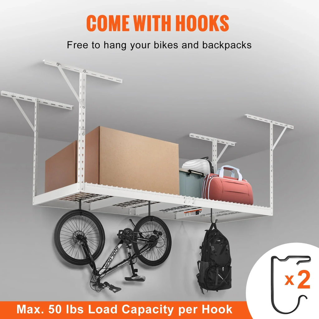 SKYSHALO Overhead Adjustable Garage Storage Rack 36x96" Ceiling Rack 600lb White
