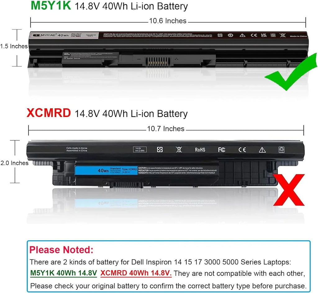 M5Y1K 14.8V 40Wh y Replacement for Inspiron 15 3000 5000 5558 5559 5755 5756 5758 5759 3451 5458