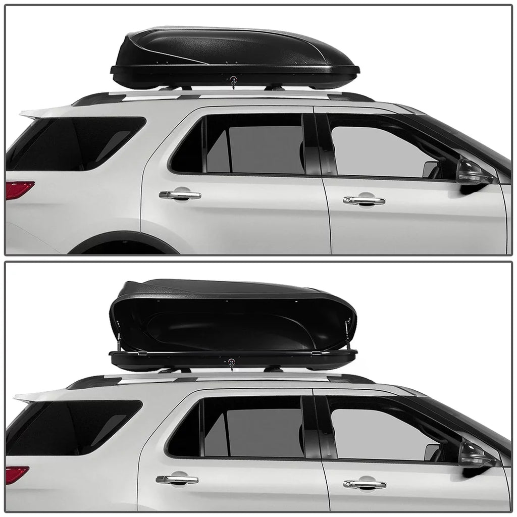 DNA Motoring PT-ZTL-8098-BK For 2016 to 2018 Ford Explorer Pair Aluminum Roof Rail Corss Bar+Top Fluid Cargo Box Luggage Carrier w/Lock+Keys 17 (Black)