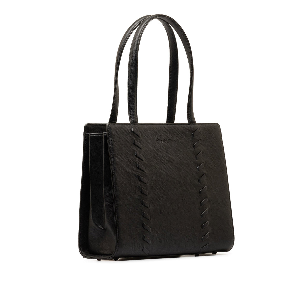Pre-Owned Authenticated Yves Saint Laurent Handbag Calf Leather Black Top HandleBag Unisex (Good)