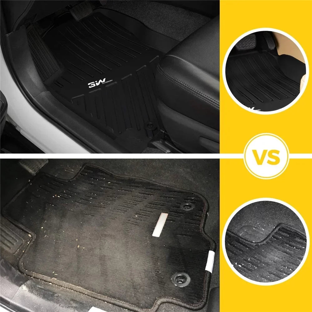 3W Floor Mats&Cargo Liner for Jeep Wrangler JL 2018-2021 with subwoofer - All Weather Floor Liners White Logo &Trunk mats for Jeep Wrangler JL Unlimited 4-Door,Black