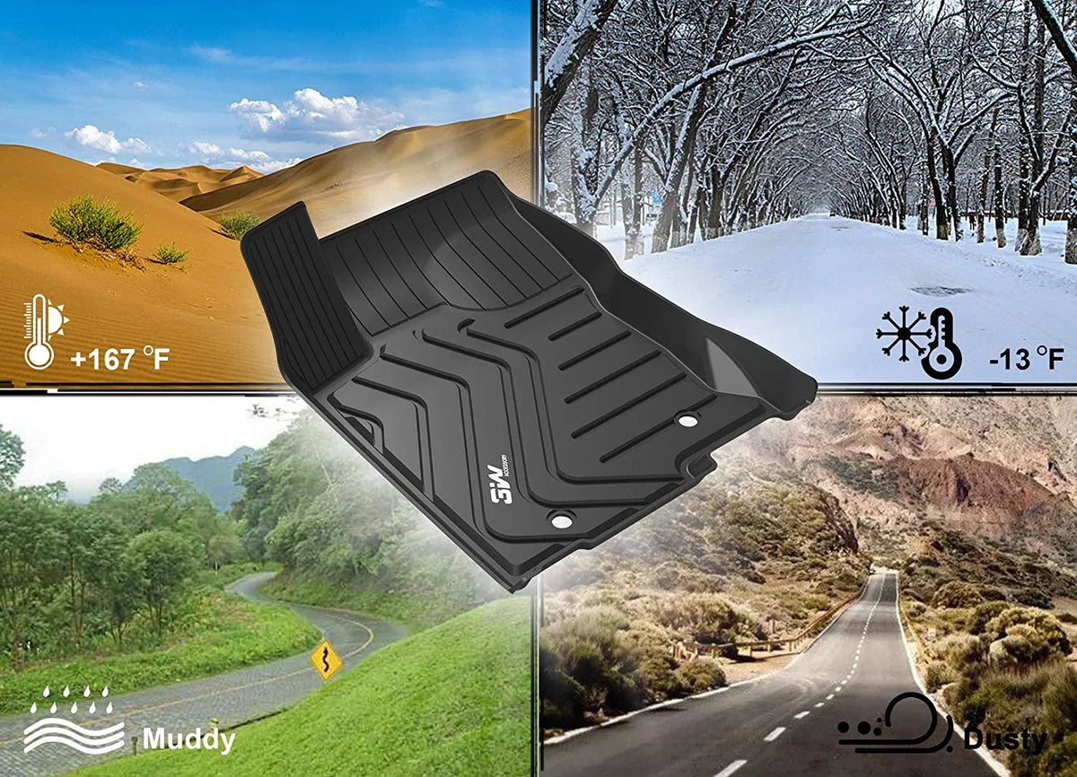 3W Floor Mats Set for Lexus RX (2016-2020) - All Weather Custom Fit Car Floor Mats with Odorless TPE Heavy Duty Carpet Liner for Lexus RX350 RX450h, Black